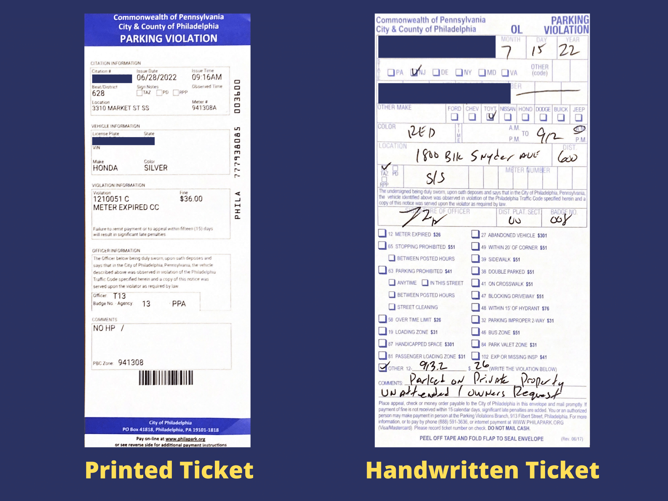 Unprocessed &amp; Lost Ticket Information – The Philadelphia Parking 